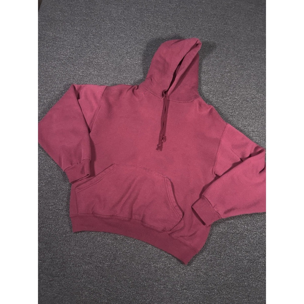 Vintage Russell Athletics Hoodie Men's Medium Burgundy 90s Pullover Drawstrings
